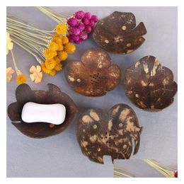 Soap Dishes Creative Coconut Shell Soap Shelf Butterfly Shaped Cartoon Box Southeast Asian Wooden Soaps Dish Drop Delivery Home Garden Dhuvf