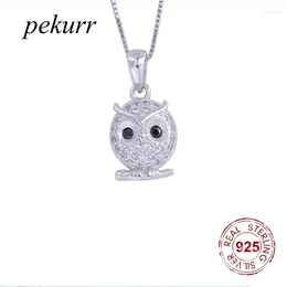 Pendants Pekurr 925 Sterling Silver Round Cute Owl Fledgling Necklace For Women Cartoon Fly Bird Girl Fashion Jewellery Gifts