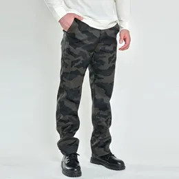 Men's Pants 2024 Pu Medium Waist Camouflage Colour Waterproof Artificial Leather Straight Trousers
