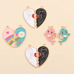 Charms Fashion Friends Love Heart Lovers Couple Pendant Necklace 2Pairs/Set Chain Choke Broken Good Friendship Jewellery Gift