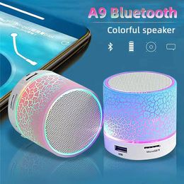New Mini Portable Car Audio A9 Dazzling Crack LED light Wireless Bluetooth 4.1 Subwoofer Speaker TF Card