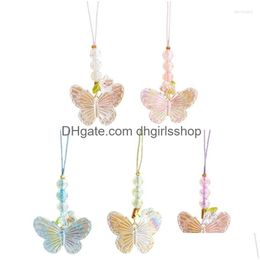 Keychains & Lanyards Keychains Flower Butterfly Pendant Hanging Rope Phone Chain Strap Keychain Accessory Drop Delivery Fashion Acces Dhwnx