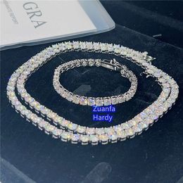 925 Silver 10k 14k 18k White Gold Tennis Bracelet 2mm 3mm 4mm 5mm Gra Certificated Moissanite Diamond Gold Tennis Bracelet