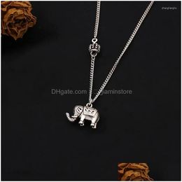 Pendant Necklaces Womens Retro Sier Colour Personality Elephant Hipster Necklace Fashion Trend Street Style Jewellery Xl1165 Drop Delive Otdq9