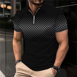 Men's Polos Zip Polo Shirts Quick Dry Clothing Fashions Classic Breathable Short Sleeve Tee Outdoor 2024 Men Oversized Casual Blouse