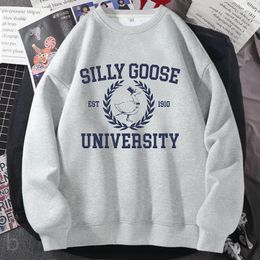 Women's Hoodies Silly Goose University Crewneck Sweatshirt Women Men Funny Graphic Pullover Sweatshirts Harajuku Long Sleeve Aesthetic