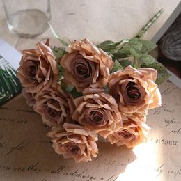 Decorative Flowers Artificial Rose Bundle Silk Fake Flower Valentine's Day Gift Hall Decoration Simulation Floral Green Plant Diamond Roses