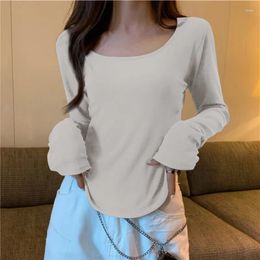 Women's T Shirts Ins Super Long Sleeve Shirt Women Solid Versatile Loose Student Top Clothes Korean Y2k Outer Wear Bottoming