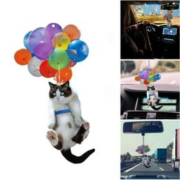 Decorative Figurines Cat Pendant Cartoon Cute Children's Fun Decoration Colorful Balloons Car Rearview Mirror Home Crafts