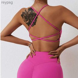 Bras Bras Sets Womens Cross Strap Sports Bra Sexy Beautiful Back Top Push Fitness Bra Yoga Gym Quick Dry Bra Fitness Top Sports Breathable Bra YQ240203