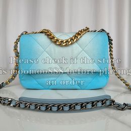 12A All-New Mirror Quality Designer Small Medium 19 Flap Bag 26cm 30cm Womens Denim Quilted Bag Luxurys Handbags Blue & White Purse Shoulder Chain Box Bag