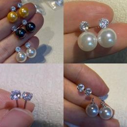 Stud Earrings Sterling Silver Gold-Plated Natural Deep Sea Shell Pearls Kinds Of Wearing Simple Fashion