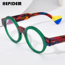 Sunglasses Frames HEPIDEM Matte Acetate Glasses Frame Men Wide-Leg Multicolor Big Round Eyeglasses Women Prescription Optical Myopia Eyewear