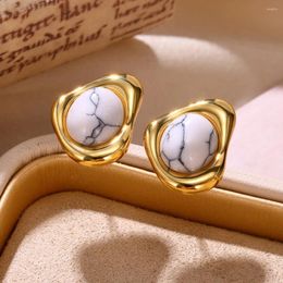 Stud Earrings Bohemian Ethnic Retro Opal For Women Natural Stone Geometry Aretes Jewelry Artificial Stones Pendientes