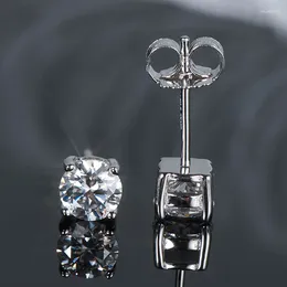 Stud Earrings Anziw Sparkle Real Moissanite Black Diamond 925 Silver Gold Ear Piercing Jewelry For Women Men Gifts 3mm/4mm/5mm