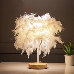 Feather Table Lamp Night Light Home Bedroom Lamps Party Wedding Romantic Room Decoration LED Desk Lamp Wedding Christmas 240131