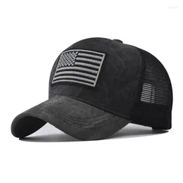 Ball Caps Fashion USA Flag Mesh Baseball Cap Men Women Breathable Summer Sun Snapback Vintage Outdoor Sports Unisex Dad Hats MZ0436