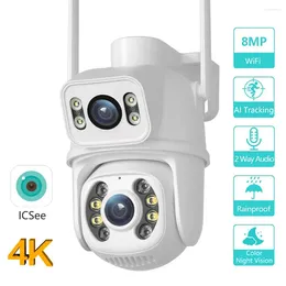 Dual Lens Screen Wifi Camera Waterproof Colour IR Night Vision Auto Tracking Cloud Surveillance Cameras ICSEE