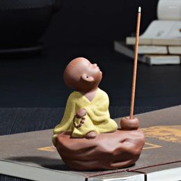 Tea Pets Freedom Happy Monk Pet Accessories Ceramic Zen Set Incense Stick Holder Handmade Creative Home Decorations Mascot