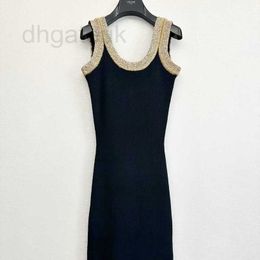 Basic & Casual Dresses designer brand Early Spring New U-neck Sequin Design Slimming and Versatile Knitted Dress with a Small Fragrance for Women in 2023 HFYN