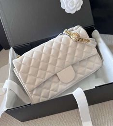 2024 Classic Diamond Quilted Flap Handbag Camellia flower chaneles chain bag square fat soft sheepskin gold metal hardware Women shoulder3