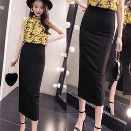 Skirts 2024 Spring Fashion Wrap Hip Solid Colour Half Skirt Slim Fit Elegant Style Split Step High Waist Body Long Dress