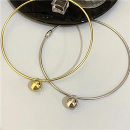 Pendant Necklaces 2024 Round Ball Stainless Steel Locking Clasp Sexy Exaggerated Necklace Korean Women's Fashion Jewellery Gifl