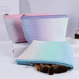 Cosmetic Bags 1 Pcs Fashion Travel Bag Pouch Gradient Colour Hand Makeup For Women Pu Leather Make Up Case