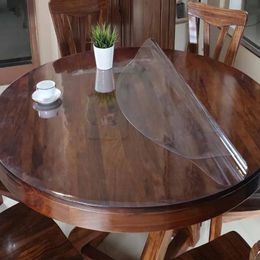 Round PVC Tablecloth Waterproof Oilproof able Cover Glass Soft Cloth Table Cover Home Kitchen Dining Room Placemat 1mm 240131