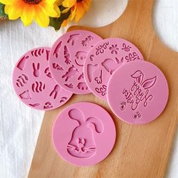 Baking Moulds Est Easter Egg Rabbit Acrylic Cookie Mould Cute Bunny Stamp Embossed Fondant Sugar Craft Cake Decorating Tool