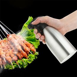 1 Piece Kitchen Tool Pump Spray Bottle Oiler Pot Barbecue Cooking Cooker Olive Stainless Steel 210423287V