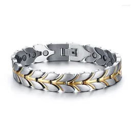 Link Bracelets Latest Designer Fashion Jewelry Bicolor Two Tone Stainless Steel Charm Bangle Magnet Friendship For Men