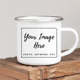 Mugs Custom Inage Enamel Coffee Family Pos Design Mug Creative Text DIY Cups Friends Birthday Gift