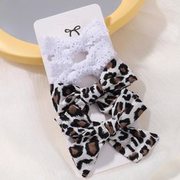 Hair Accessories 4PCS/Set Clips For Baby Girls Leopard Hairpins Kids Sweet Barrettes Lovely Bows Children Cute