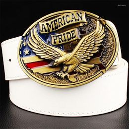 Belts Great Bald Eagle Emblem American Pride Metal Buckle Fashion Jeans Belt For Men Women