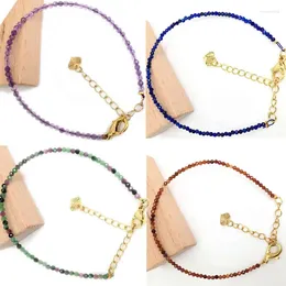 Strand Natural Stone Necklace Bracelet Spinel/Lapis Lazul/Amazonite/Amethy/Tourmaline/Amethyst Ketting 2-3mm Cut The Beads