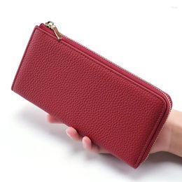 Wallets Women's Wallet Anti-degaussing Card Holder 2024 Style Zipper Large Capacity Clutch Bag First Layer Cowhide For Women