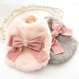 Dog Apparel Luxury Design Warm Coats With Big Bow Rabbit Fur Short Overcoat Pet Clothes Multi Colors Ropa De Perro Puppy