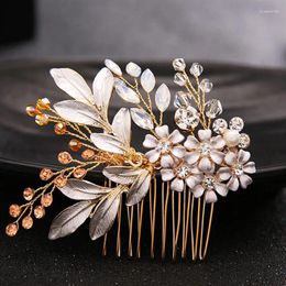 Hair Clips Wedding Combs Bride Accessories Gold/Silver Colour Metal Flower Leaf Hairpins Head Jewellery Gifts For Women Girls