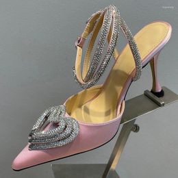 Sandals Sexy High Heel Summer Heart-Shaped Design Crystal Decor Women Pumps Pointed Toe Snake Shape Circle Ladies