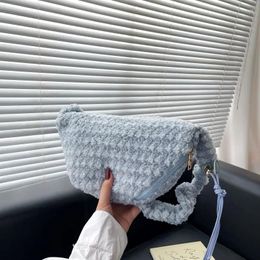 Evening Bags Brand Designer Wool Pleated Women's Shoulder Bag Casual Drawstring Crossbody Small Cloud Handbag