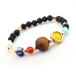 Charm Bracelets Universe Galaxy The Eight Planets Solar System Guardian Star Natural Stone Beads Bracelet Bangle For Women Fashion Jewellery