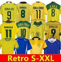 Brasil Retro Soccer Jerseys Ronaldo 1957 85 88 91 93 94 98 00 02 04 06 12 Ronaldinho Kaka R. Carlos Camisa de Futebol Brasil Camisa de futebol Rivaldo Classic Vintage Jersey Jersey