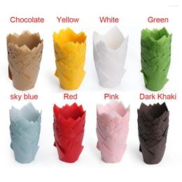 Baking Moulds 50Pcs Disposable Paper Cake Decoration Tools Mold Tulip Flower Chocolate Cupcake Wrapper Muffin Liner Holder