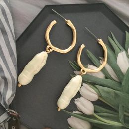 Dangle Earrings Arrivals Gorgeous Gold Colour Plating Hammered Effect Hoop Acrylic Pearl Charm For Women Girl Elegant Jewellery