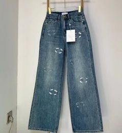 Women's Jeans CC Designer Luxury Design Street Wear Blue Embroidery Denim Pants Women High Waist Loose Pants