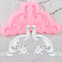 Baking Moulds Flower Border Silicone Mold Baroque Scroll Relief Cupcake Topper Fondant Cake Decorating Tools Candy Chocolate Gumpaste Mould