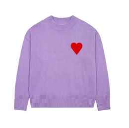 Unisex Designer Amis Sweater Men Womens Korean Fashion a Heart Pattern Round Neck Knitwear Sweatshirts Luxury Brand Lover A-line Small Red Heart SweaterXXYX