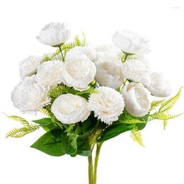 Decorative Flowers Artificial Peony Hydrangea Silk Bouquet For Wedding Home Garden Decoration Party Table Centrepieces DIY Wreath Accessory