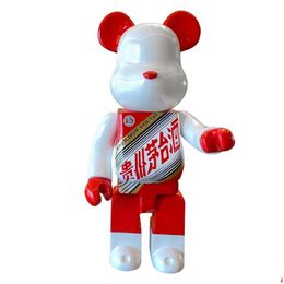 Movie & Games New Spot Bearbrick 1000% Maotai Building Blocks Violent Bears Landing Trend Large Decorative Items Online Red Shop Home Dho9M